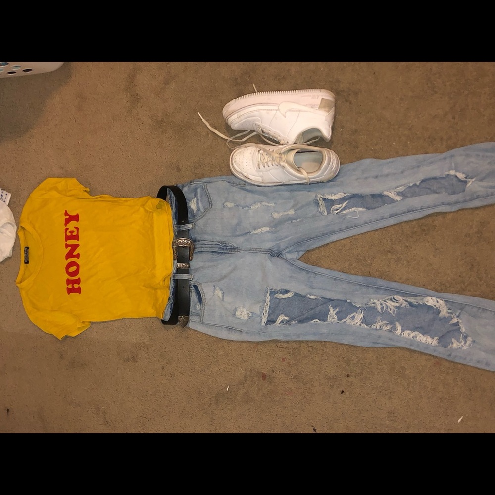 Fashion Nova Yellow “Honey” Crop Tee